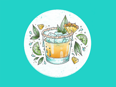 Margarita Mondays cocktail cocktails digital illustration drinks food illustration happy hour illustration ipad pro libations lime margarita pineapple pineapple margarita procreate salt