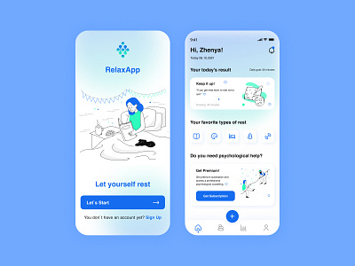 Relaxation App Mobile Design Concept concept graphic design mobile app product design relaxation ui ux visual design web design