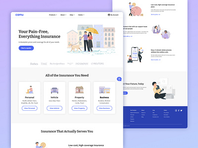 Camu - Insurance Website Homepage app app design branding business company design homepage illustration insurance landing page logo quote ui user experience ux uxui vector web web design website