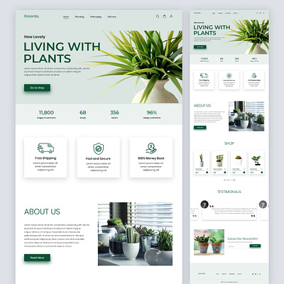 Greenla - Plant Selling Website UI UX Design branding design illustration logo online shop plant sell plant website ui ui design ux uxdesign uxui webdesign website