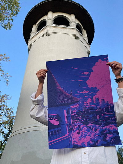 Meet Me At Tower Hill art design hand drawn illustration minneapolis park parks poster print screen screenprint sean quinn tower tower hill witches hat