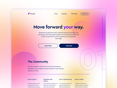 Farsight community crypto platform landing page app branding bright crypto crypto project design figma gradient hero landing page pastel soft startup ui web web design