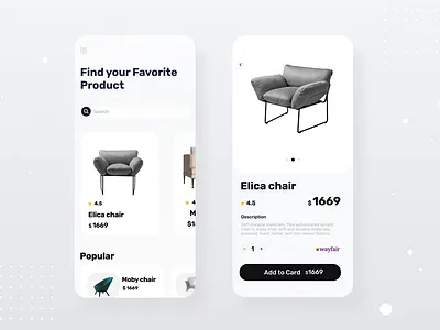 Furniture Store Mobile App app design furniture minimal mobile ui ux