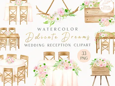 Delicate Dreams - Wedding reception clipart clipart elegant hand drawn illustration png watercolor watercolour wedding wedding clipart wedding reception