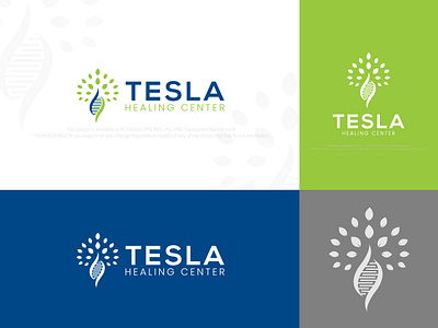 Tesla Healing Center Logo Design care design ecology environment fresh green growth healing health healthy icon leaf lifestyle logo natural nature organic sign symbol vector