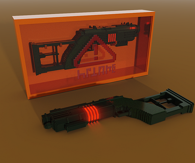 HML-4 Combat Pistol 3d pistol voxel voxelart weapon