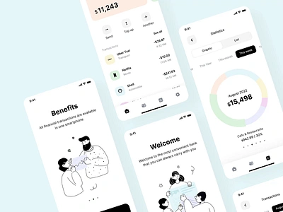 Bank payment app animation app app design bank design bank payment blue color design emote icons illustration interaction json mobile pastel startup ui ux