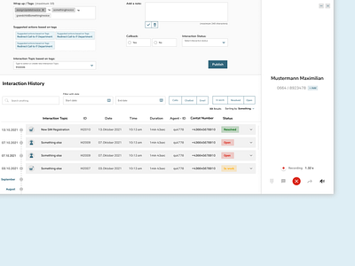 CRM Solution - Inbound Call activitylog call callhistory calllog coorporate ui design crm customerinteractionhistory design filtering history interactionhistory interactionlog list minimalistic tagging tags timeline ui uidesign vector