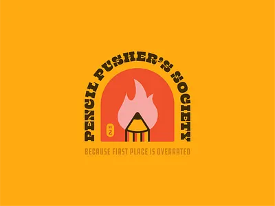 Pencil Pusher's Society badge design fire flame illustration illustrator pencil