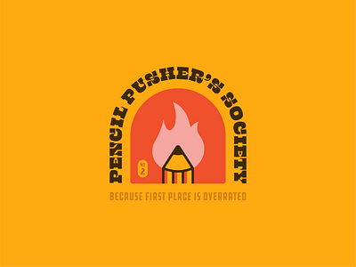 Pencil Pusher's Society badge design fire flame illustration illustrator pencil