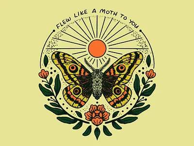 Sunlight badge illustration lettering moth procreate retro sun sunlight vintage