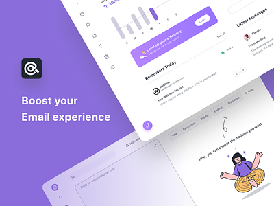 Smart Email Client ai app desktop email product design purple ui uiux