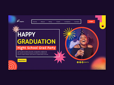 Landing Page Template Party branding celebrate dark design graphic design illustration landing page party ui web design