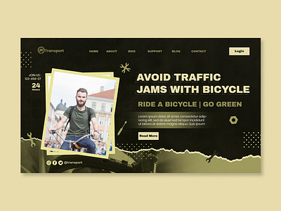 Landing Page Template Transport bicycle branding design graphic design illustration landing page ride road transport transportation ui web design