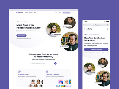 Podfasts - Landing Page audio landing page marketing website minimal player podcast podcasting podcasts ui web web design website website design