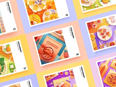 Food Memory — Collection (C4D) 3d breakfast c4d collection dinning eat food food icons illustration zhang 张小哈