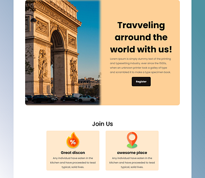 Travveling arround the world app branding css design figma html illustration ui vector