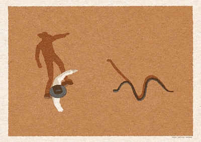 Stalemate australia australiana editorial illustration layers lino print outback print procreate snake texture