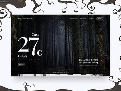 Nightmare Society Website Design design figma haloween horror interface landing page portfolio spooktober spooky ui ui ux uiux