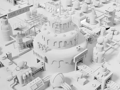 Cake Factory Process 3d art blender design illustration lighting low poly process render