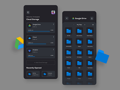 Cloud Storage Manager App UI android best clean cloud storage creative design dribbble dropbox google drive icloud ios manager minimal simple trending ui ux