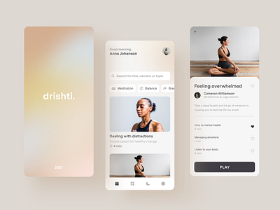 Meditation app 🧘‍♀️ app design branding breathe digital health gradient health meditate meditation mental health relax ui app ui ux yoga