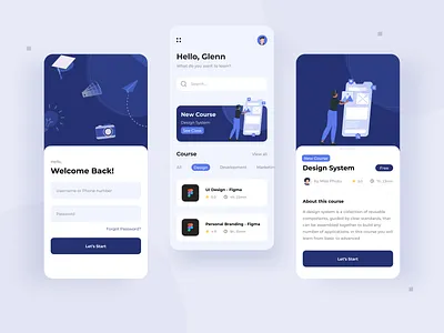 Online Course App app design ui ux