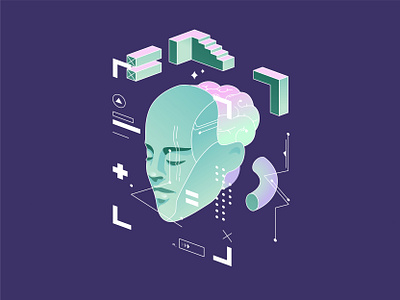 Human Tetris 90s art brain design digital art face future idea illustration illustrator pastels retro robot shakuro social tetris trend vector vibes violet