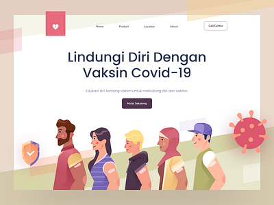 Vaccine Landing Page Illustration character color crowd desktop diverse flat health healthcare illustration landing page people ui vaccine website