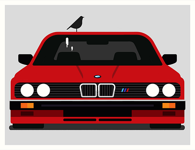 Family car bmw car classiccar e30 flat illustration oldcar