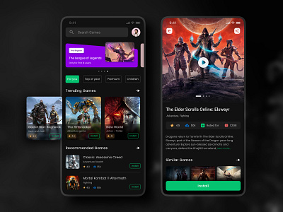 Game Store app app design dark mode figma game game design gamestore gaming app mobile game ui ux video game