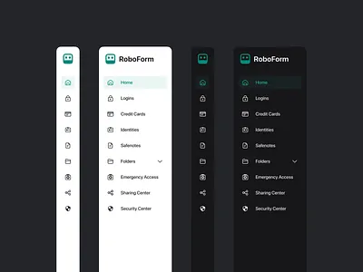 Sidebar navigation for password manager bar dark icon light menu nav nav bar navigation side bar sidebar sidebar menu ui ux web