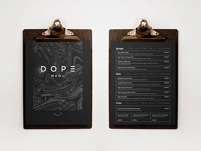 Dope Cafe and Restaurant Menu Design beverage menu brand identity coffee dope food bag food menu illustration label label design luxury marble menu minimalist packaging packaging design paper bag paper bag design paper food pattern restaurant menu