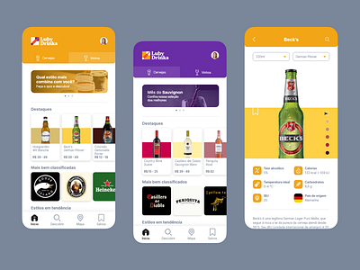 Luby Drinks app bar beer brand brand identity branding drinks mobile saas ui ux wine