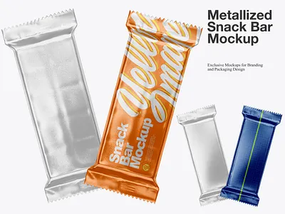 Metallized Snack Bar Mockup candy download for free metallic pack metallized package mockup pack package snack bar yellow images