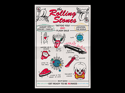 The RollingStones ‘Tattoo You’ 40th Anniversary Flash Sheet art design flash graphic illustration mick jagger minimal music rolling stones tattoo tattoo flash tattoo you the rolling stones type typography