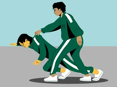 Ali saved Gi-Hun adobeillustrator flatillustration illustration squidgame