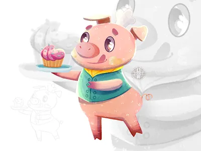 Little pig chief character design children illustration illustration illustrator kid art pig character procreate raster illustration