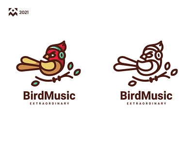 Bird Music Logo animal bird branding character cute design icon illustration lineart logo logos music nature symbol vector wing