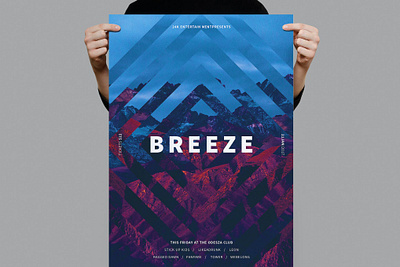 Breeze Poster / Flyer catalog clean clube design dj flyer gradient illustration indesign inspirational magazine mountain music nightclub poster poster flyer print printable techno template