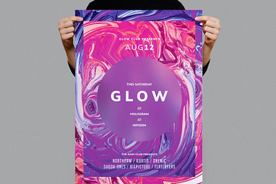 Glow Poster / Flyer Template catalog clean club dance design flyer flyer poster flyer template glow poster gradient illustration indesign magazine marketing music nightclub poster print printable template