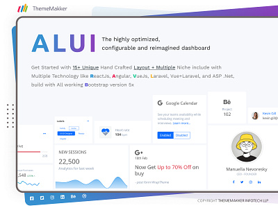 ALUI - React, Vuejs, Angular, Laravel, Laravel+Vue & Bootstrap5 admin admin dashboard admin panel admin template angular design react thememakker vuejs webapp