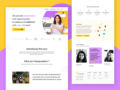 WeCause - Connecting volunteers to causes in need campaign causes design donation fund fundraiser graphic design hel landing page needs ngo non profit organizations ui ux volunteering vounteers website