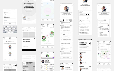 High-Fidelity Wireframes Mobile app for Stringboard.it adobe xd business relationships decision makers high fidelity influencers large companie management map relationships mobile app mobile design mobile ux mockups networking staff string board structured understand ux visual map wireframes