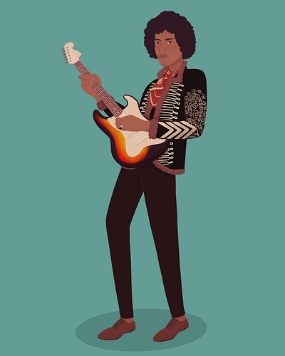 Jimi Hendrix #retroctober2021 character guitar illustration jimi hendrix retroctober2021