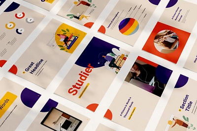 Studier annual annual report branding design designposter education events google slides graphic design illustration keynote multirpupose online pitch deck pop powerpoint purpose report technology vector