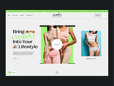 Sparks — Women Underwear bra brand clothing design ecommerce gym hero section landing leggins lifestyle shop sport trend ui uiux underwear ux web women yoga