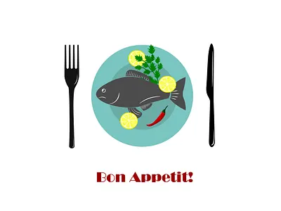 Fish for dinner. branding design fish fisn graphic design illustration logo plate tool