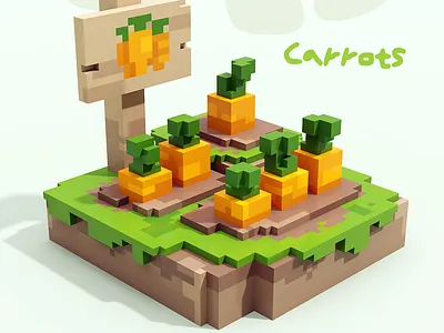 Carrots 3d blender carrot pixel voxe