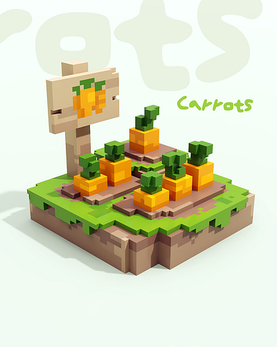 Carrots 3d blender carrot pixel voxe